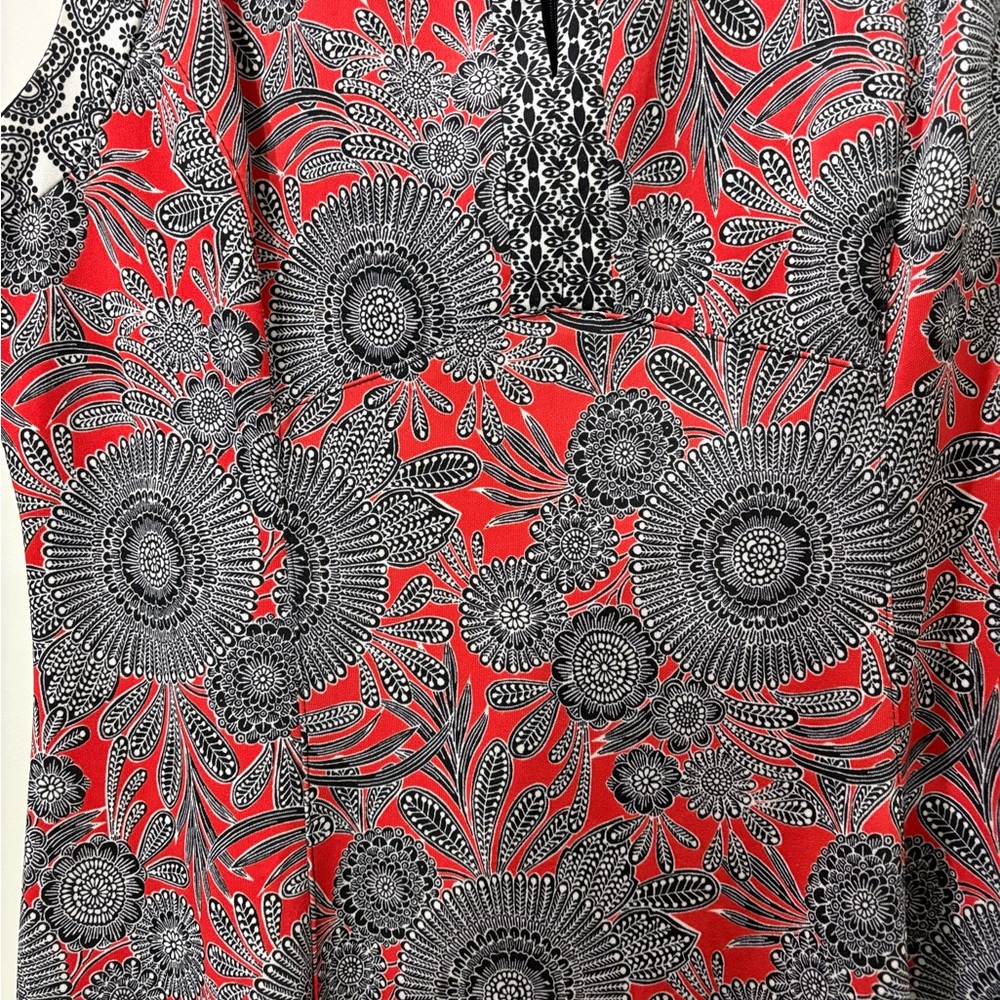 Floral Sleeveless Dress - Red and Gray - Picture 4 of 6